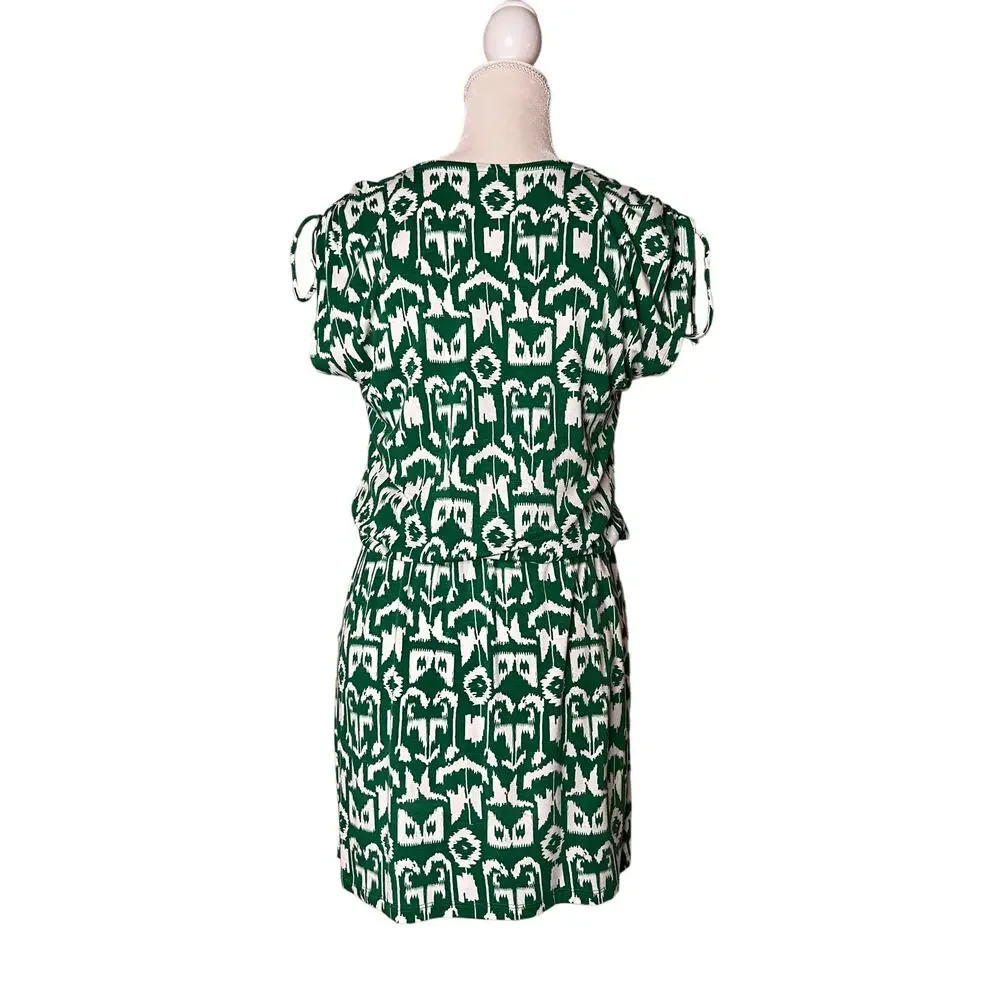 michael Michael Kors Women summer Dress tie Waist Size Small green white print